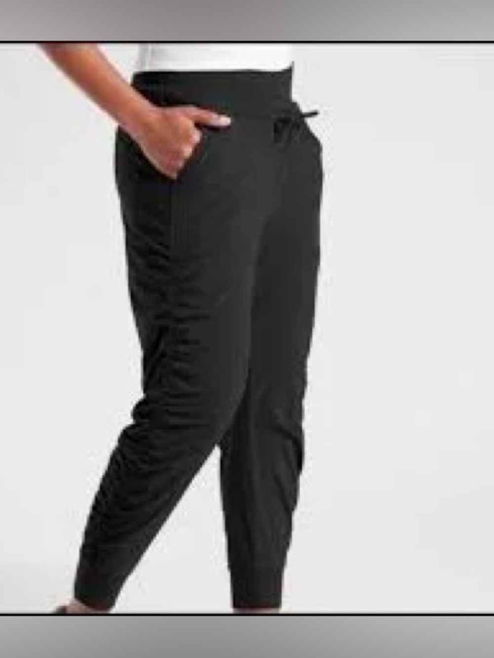Athleta Attitude Black Drawstring Ruched Jogger Pants size 4